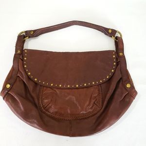 Lucky Brand Brown Studded Leather Shoulder Bag